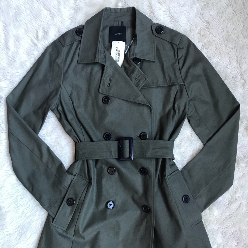 Forever 21 Olive green Trench Coat size s